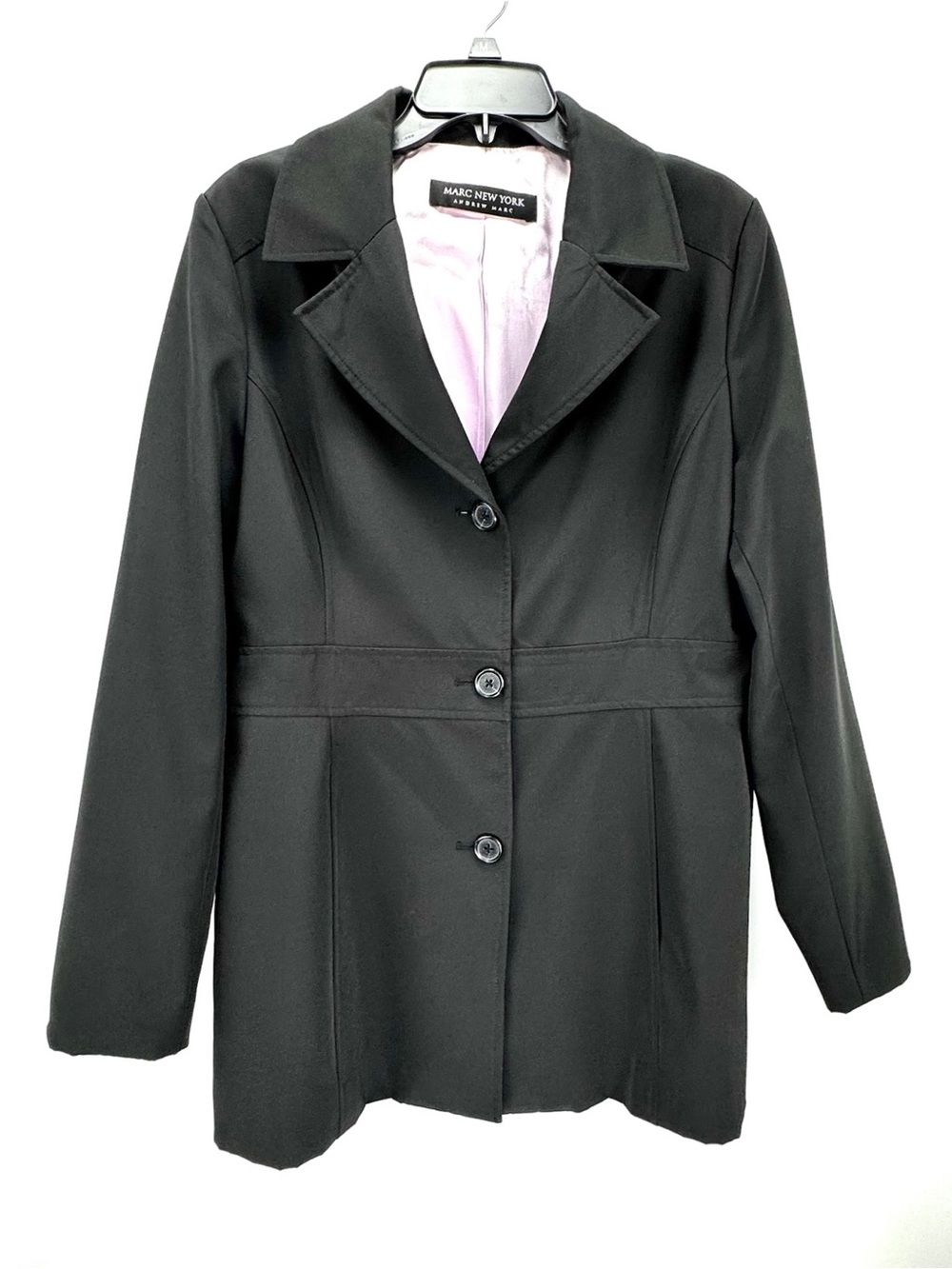 Black Three-Button Tailored Lightweight Trench Jacket / Peacoat